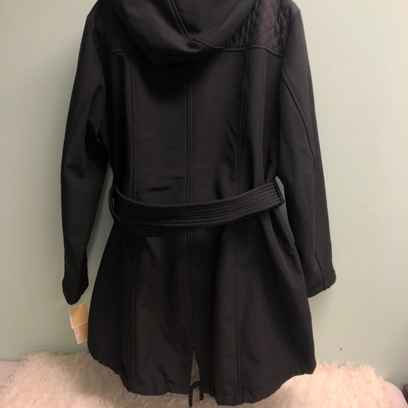 Michael Kors | Women's Belted Rain Jacket | Black | Size XLarge - Picture 3 of 6